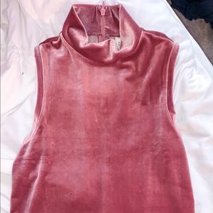 pink velvet turtleneck tank top